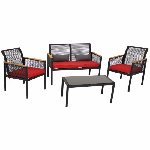 Red rattan garden furniture cheap