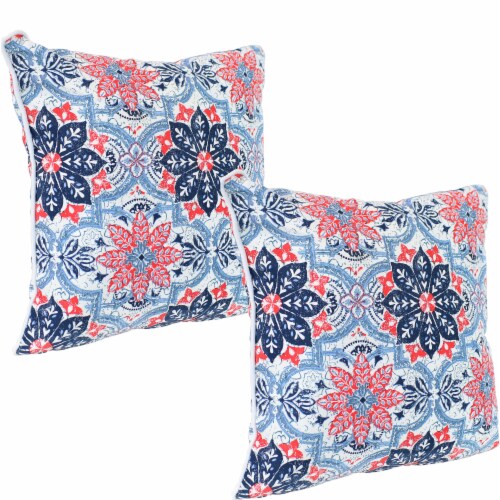 Sunnydaze Indoor Outdoor Square Throw Pillow 16 in Red Blue