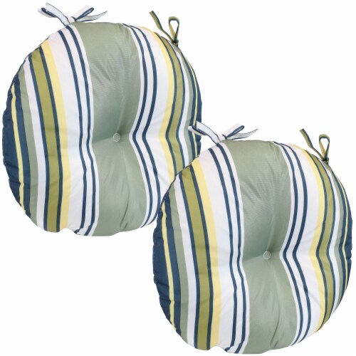 Sunnydaze Outdoor Round Bistro Seat Cushion - Earth Tone Stripes