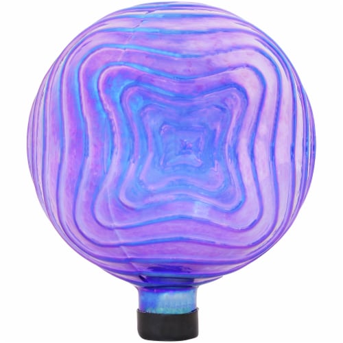 Sunnydaze Blue Peaceful Waves Rippled Glass Gazing Globe - 10 in Perspective: front