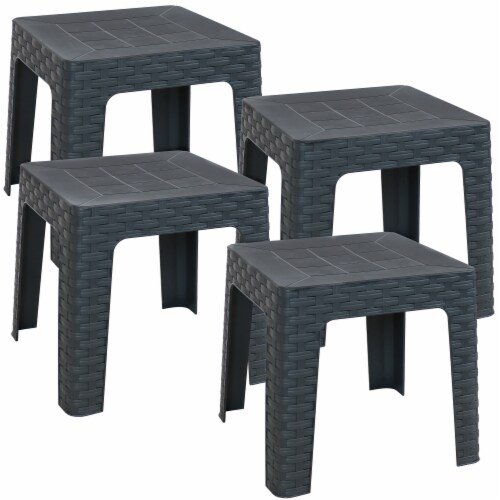 Sunnydaze 18.5 in Plastic Square Patio Side Table Gray Set of 4 16.75 Harris Teeter