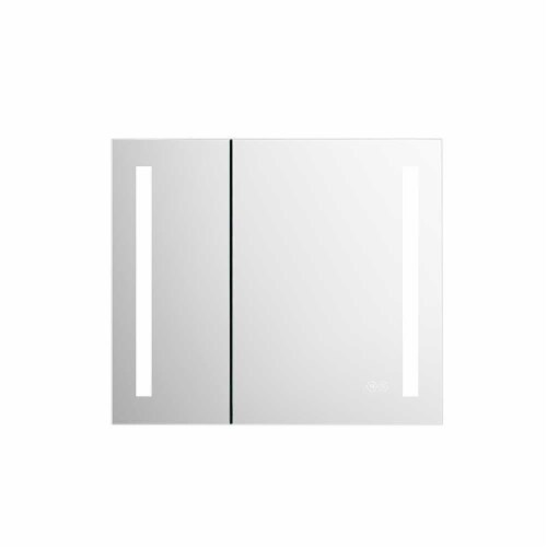 Erie 30 in. W x 26 in. H Silver Aluminum Recessed or Surface Mount LED Mirror Cabinet Perspective: front