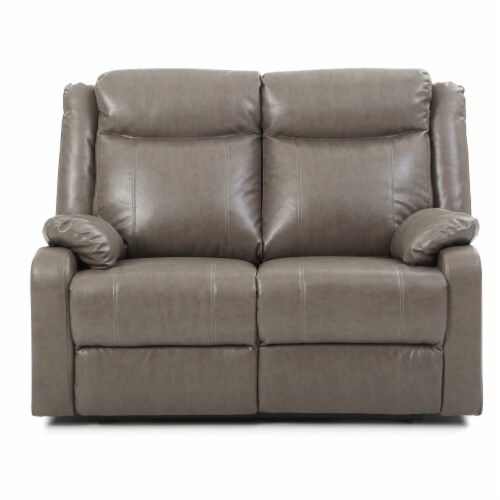 Ward 55 In. Gray Faux Leather 2Seater Reclining Sofa With Pillow Top