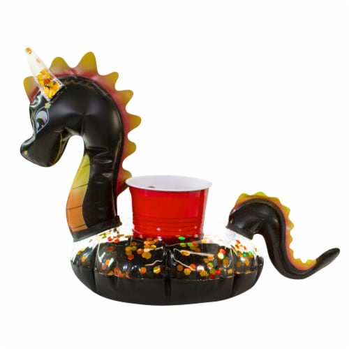 PoolCandy 48 in Tube with Matching Drink Float Pack - Black Glitter Dragon Perspective: front