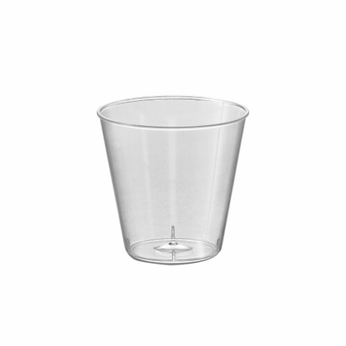 1 oz. Clear Plastic Shot Glasses (2500 Glasses) Perspective: front