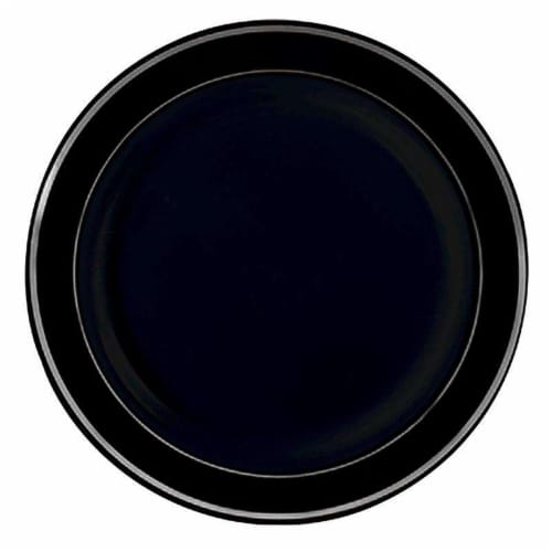 10.25  Black with Silver Edge Rim Plastic Dinner Plates (120 Plates) Perspective: front