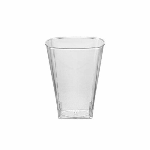 8 oz. Clear Square Plastic Cups (336 Cups) Perspective: front