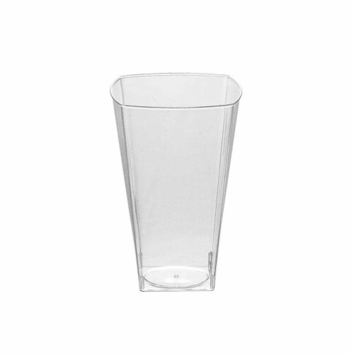 10 oz. Clear Square Plastic Cups (336 Cups) Perspective: front