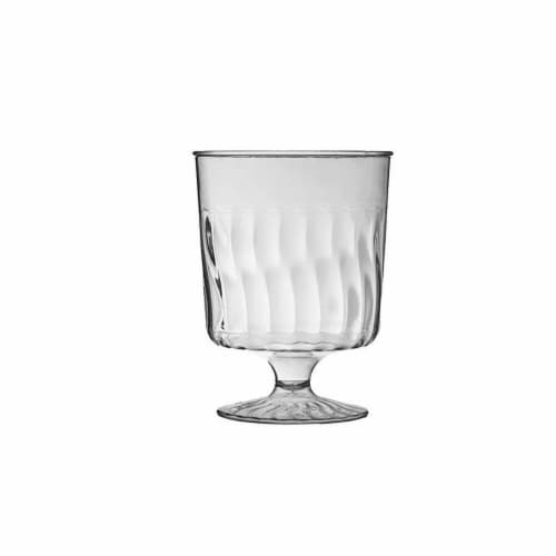 8 oz. Clear Plastic Pedestal Wine Glasses (240 Glasses) Perspective: front