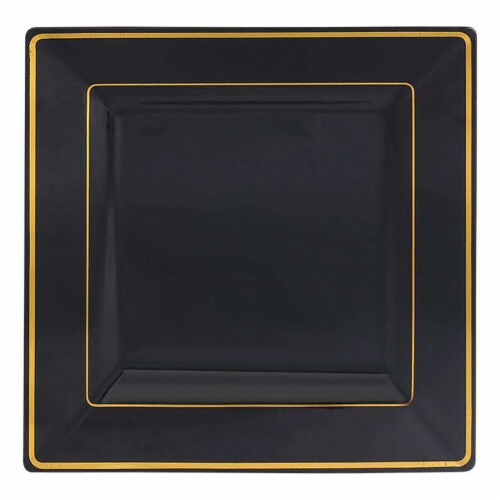 Black with Gold Square Edge Rim Plastic Appetizer Salad Plates 6.5 120 Plates 120 Plates Fred Meyer