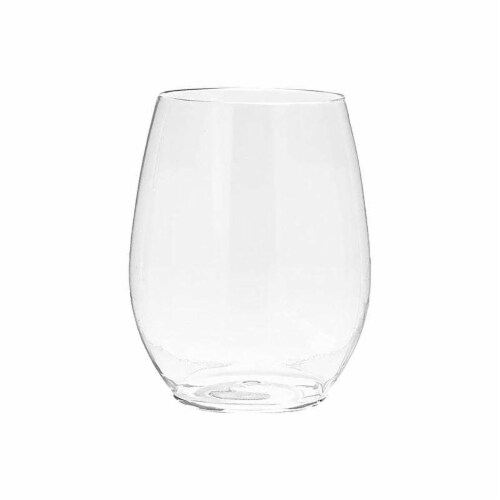 12 oz. Clear Elegant Stemless Plastic Wine Glasses (64 Glasses) Perspective: front