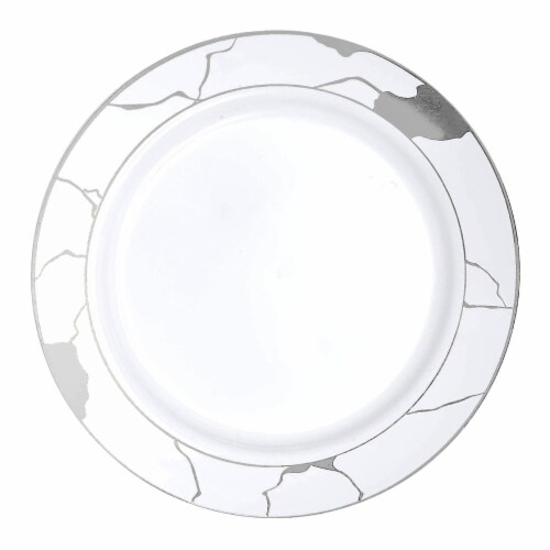 White with Silver Marble Disposable Plastic Appetizer/Salad Plates - 7. ...