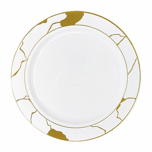 White with Gold Marble Disposable Plastic Appetizer/Salad Plates - 7.5" (120 Plates), 120 Plates ...