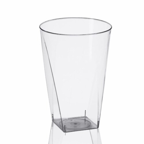 10 oz. Clear Square Bottom Disposable Plastic Cups (500 Cups) Perspective: front