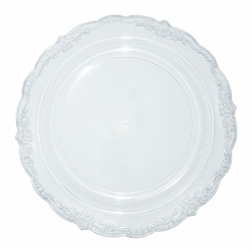 Smarty Had A Party 10 White Vintage Round Disposable Plastic Dinner Plates (120 Plates)