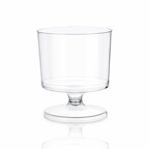 2 oz. Clear Round Plastic Disposable Mini Wine Glasses (480 Glasses) Perspective: front
