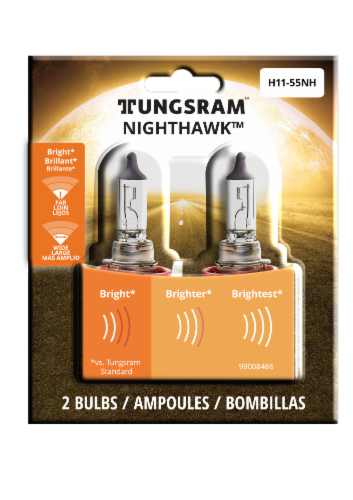 Tungsram NightHawk H11-55 NH Automotive Light Bulbs 2 Pack Perspective: front