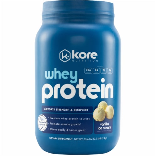 Kore Nutrition Natural Vanilla Whey Protein Powder Perspective: front