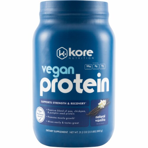 Kore Nutrition Vanilla Vegan Protein Powder Perspective: front