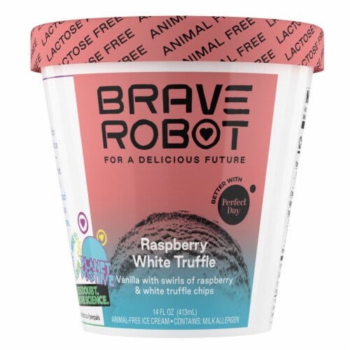 Brave Robot Raspberry White Truffle Animal-Free Ice Cream Perspective: front