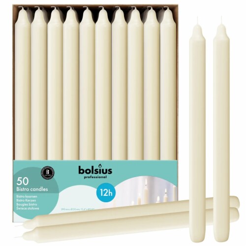 Bolsius 11.5 Bulk Unscented Taper Candles 50 Pack 50 Pack