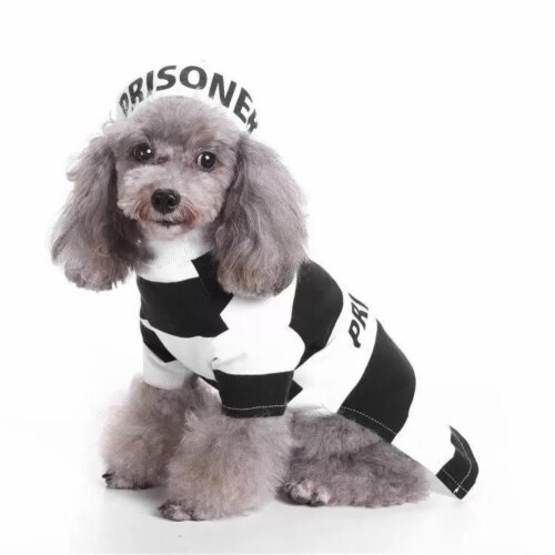 Pet Life Striped Retro Inmate Prisoner Pet Dog Costume Uniform Perspective: front