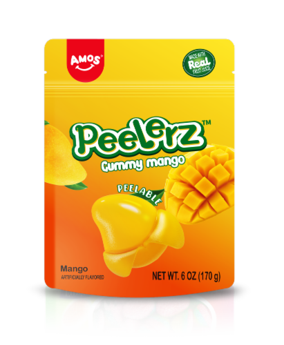 Amos® Peelerz™ Mango Gummy Candy Bag Perspective: front