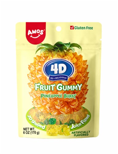 Amos® 4D® Pineapple Burst Fruit Gummies Perspective: front