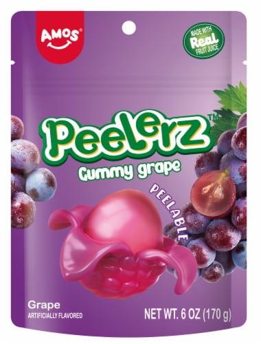 Amos® Peelerz™ Grape Gummy Candy Bag Perspective: front