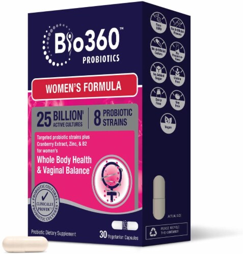 Bio360™ Women's Formula Vegetarian Probiotic Capsules Perspective: front