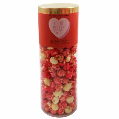 The Hampton Popcorn Company Valentine's Day Popcorn Candy Perspective: front