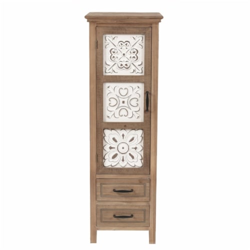 LuxenHome White Wood Storage Cabinet