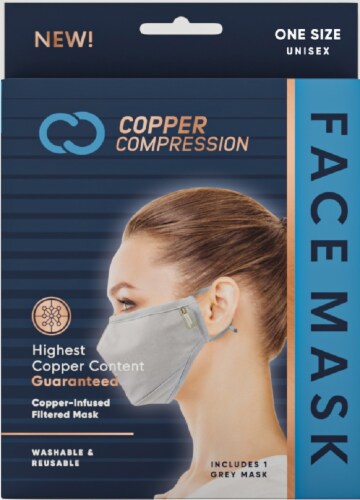 Copper Compression Copper Infused Face Mask - Gray, 1 ct - Baker's