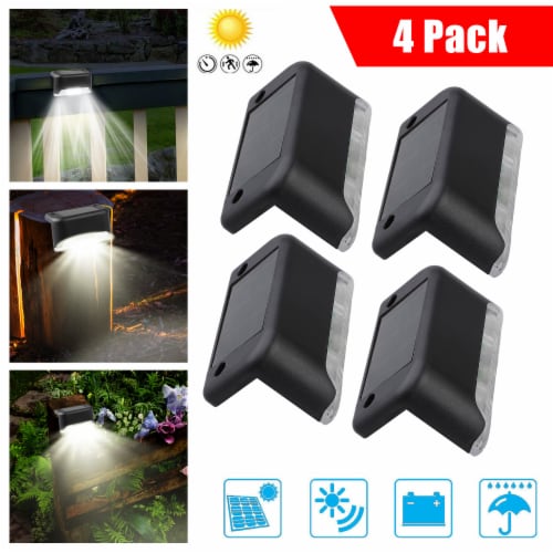 4X Solar Deck Lights Solar Step Lights Outdoor Waterproof Led Solar Fence Lamp White 4 units City Market