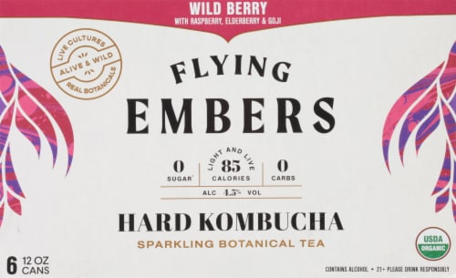 Flying Embers Wild Berry Hard Kombucha Perspective: front
