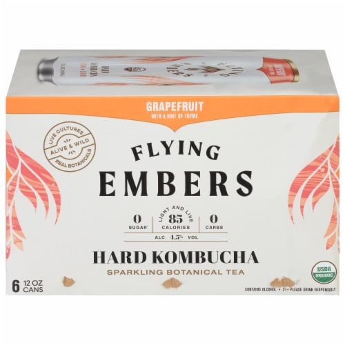 Flying Embers Grapefruit Hard Kombucha Perspective: front