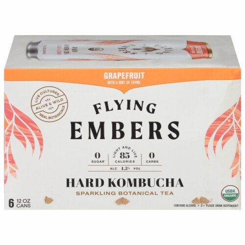 Flying Embers Grapefruit Hard Kombucha Perspective: front