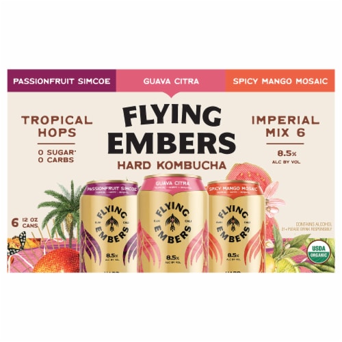 Flying Embers Tropical Hops Hard Kombucha Mix Pack Perspective: front