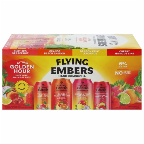 Flying Embers Golden Hour Hard Kombucha Variety Pack Perspective: front