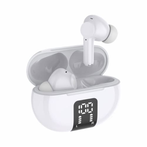 Helix True Wireless Earbuds With Digital Read Out - White Perspective: front