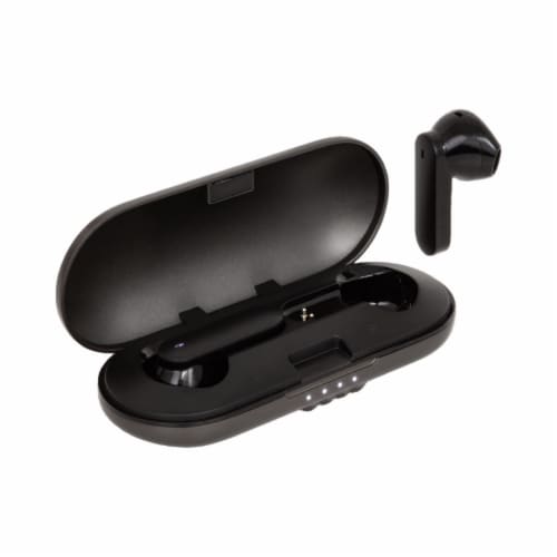 Helix True Wireless Earbuds With Zinc Alloy Charging Case - Black Perspective: front