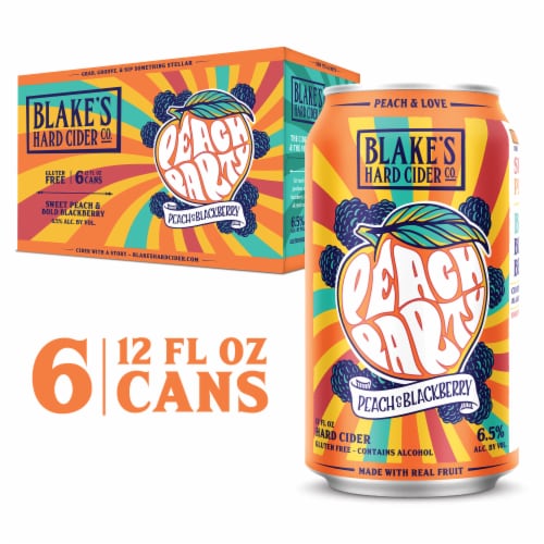 Blake's Peach & Blackberry Peach Party Hard Cider Perspective: front