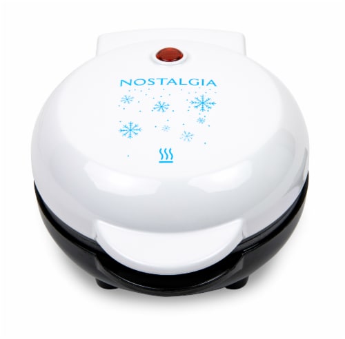 Nostalgia My Mini White Snowflake Waffle Maker Perspective: front