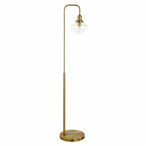 Henn&Hart 12  Brass Finish Metal/Glass Floor Lamp Perspective: front