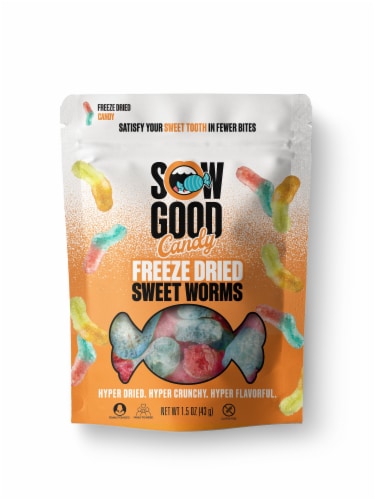 Sow Good Candy Freeze Dried Sweet Worms Perspective: front