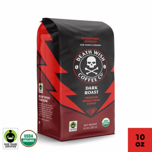 Death Wish Coffee® Organic Dark Roast Whole Bean Coffee Perspective: front