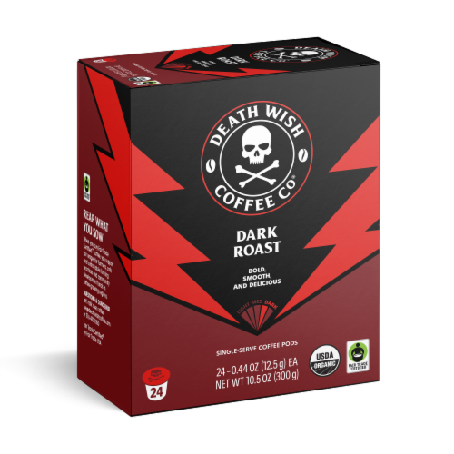 Death Wish Coffee Co. Dark Roast Single Serve Pods Perspective: front