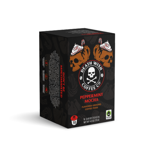 Death Wish Coffee® Peppermint Mocha Single Serve Pods Perspective: front
