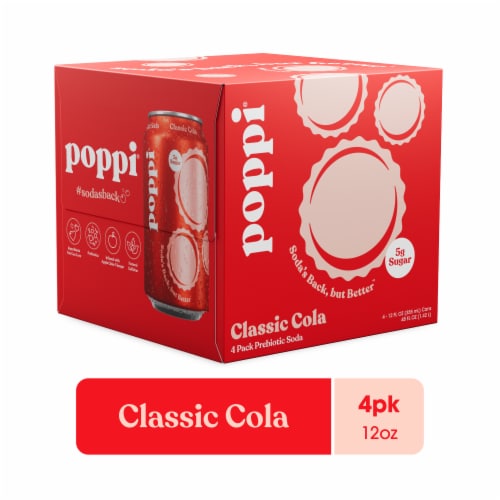Poppi Classic Cola Prebiotic Soda Cans Perspective: front