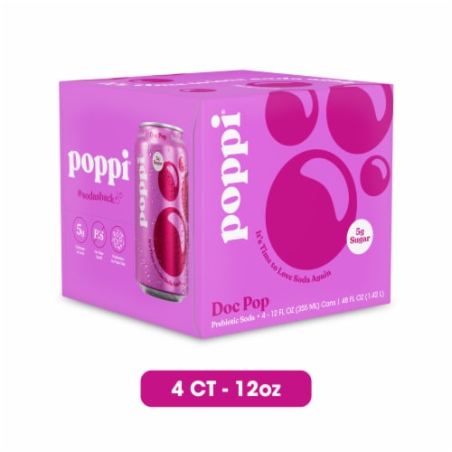 Poppi Doc Pop Prebiotic Soda Cans Perspective: front